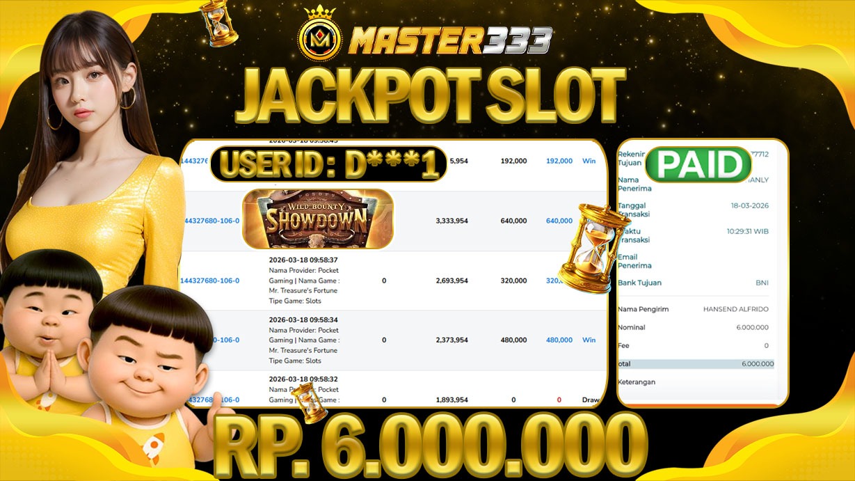 JACKPOT 6.000.000 JUTA DIMASTER333 LANGSUNG DI BAYAR LUNAS